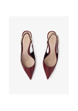 Womens Gucci Signoria Slingback Heeled Leather Pumps