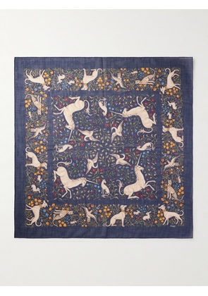 Drake's - Wool and Silk-Blend Scarf - Men - Blue