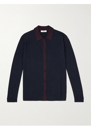 Mr P. - Two-Tone Merino Wool Shirt - Men - Blue - XS