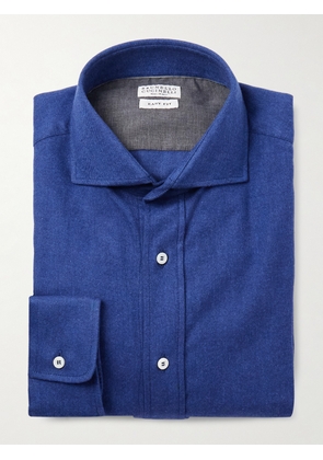 Brunello Cucinelli - Herringbone Cotton and Lyocell-Blend Shirt - Men - Blue - XS