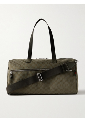 Gucci - Neo Leather-Trimmed Monogrammed Canvas Duffle Bag - Men - Green