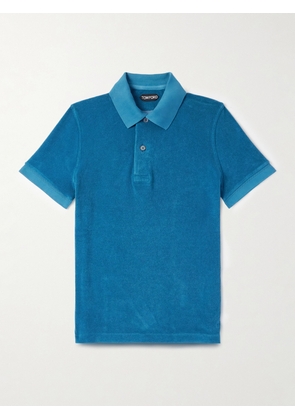 TOM FORD - Slim-Fit Cotton-Blend Terry Polo Shirt - Men - Blue - IT 46