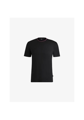 Mens Boss Striped-Trim Slim-Fit Cotton-Jersey T-Shirt