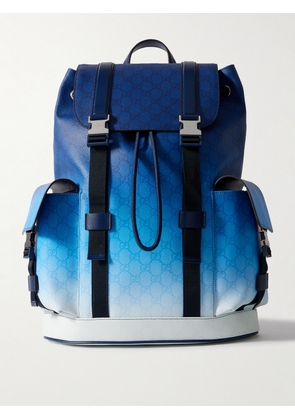 Gucci - Gucci Chroma Dégradé Monogrammed Webbing-Trimmed Coated-Canvas Backpack - Men - Blue