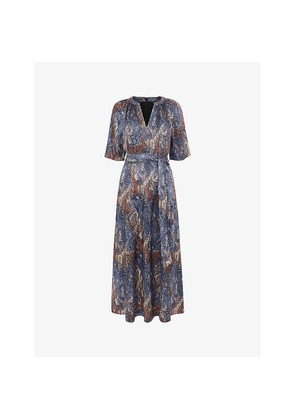Womens Whistles Marlow Snakeskin-Print Woven Midi Dress