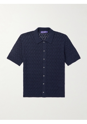 Ralph Lauren Purple Label - Textured Cotton Cardigan - Men - Blue - S