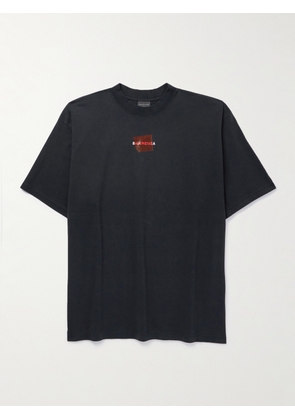 Balenciaga - Logo-Embroidered Printed Cotton-Jersey T-Shirt - Men - Black - S