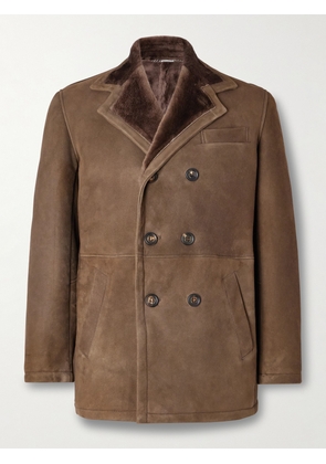 Eleventy - Double-Breasted Shearling Overcoat - Men - Brown - IT 46