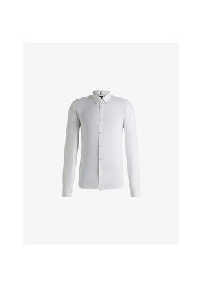 Mens Boss Stand-Collar Slim-Fit Stretch-Cotton Shirt