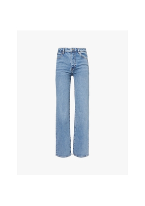 Womens Frame The Ruler High-Rise Straight-Leg Stretch-Denim Jeans