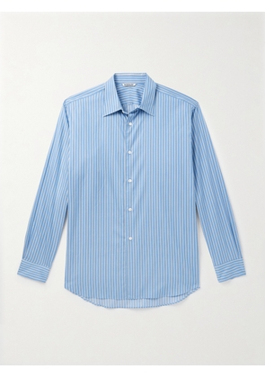 Auralee - Sim-Fit Striped Cotton and Silk-Blend Twill Shirt - Men - Blue - 3