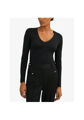 Womens Reiss x Atelier Maeve Plunge-Neck Silk-Blend Top