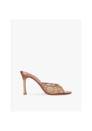 Womens Amina Muaddi Alexa 95 Lace Heeled Mules