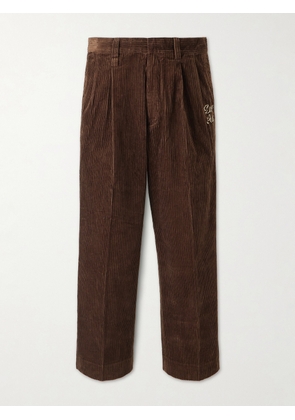 Human Made - Wide-Leg Pleated Cotton-Corduroy Trousers - Men - Brown - S