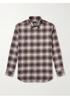 Brioni - Checked Cotton-Flannel Shirt - Men - Brown - S