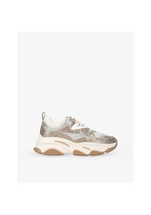 Mens Steve Madden Kids' Jprivy Embellished Low-Top Mixed-Material Trainers