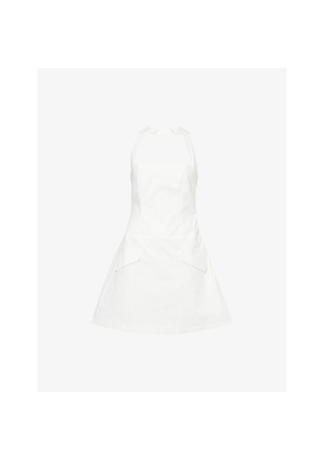 Womens Amy Lynn Halterneck Flared Cotton-Poplin Mini Dress