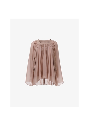 Womens Leem Embellished Square-Neck Chiffon Top