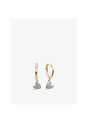 Womens Monica Vinader Mini Heart 14ct Yellow-Gold and Pavé-Set Diamond Huggie Earrings