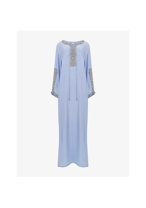 Womens Leem Bead-Embroidered Long-Sleeve Woven Kaftan