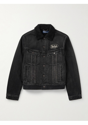 Polo Ralph Lauren - Fleece-Trimmed Logo-Appliquéd Recycled-Denim Trucker Jacket - Men - Black - S
