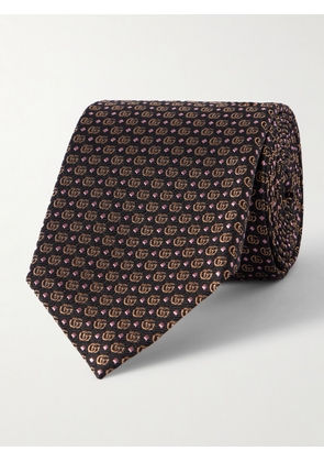 Gucci - 7cm Logo-Jacquard Silk Tie - Men - Brown