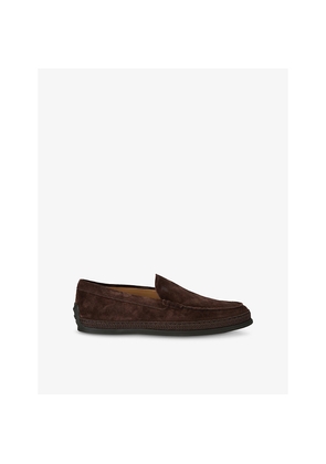 Mens TODS Pantofola Raffia-Sole Suede Loafers