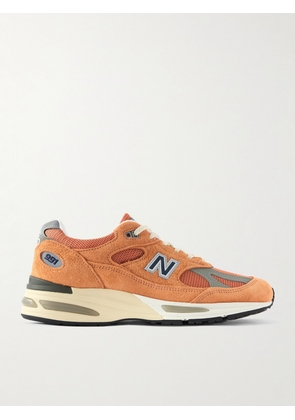 New Balance - 991V2 Mesh and Leather-Trimmed Suede Sneakers - Men - Orange - UK 6