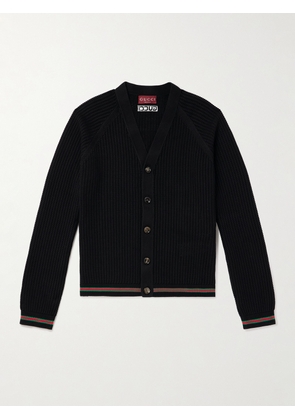Gucci - Striped Ribbed Cotton Cardigan - Men - Black - S