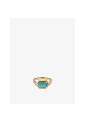 Womens Astley Clarke Deco 18ct Yellow Gold Vermeil, Mother-Of-Pearl and Amazonite Spinner Ring