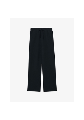 Womens Reiss Gaia Elasticated-Waist Wide-Leg Stretch Cotton-Blend Jogging Bottoms