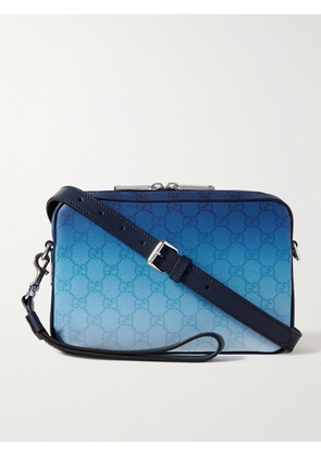 Gucci - Gucci Chroma Leather-Trimmed Monogrammed Coated-Canvas Messenger Bag - Men - Blue