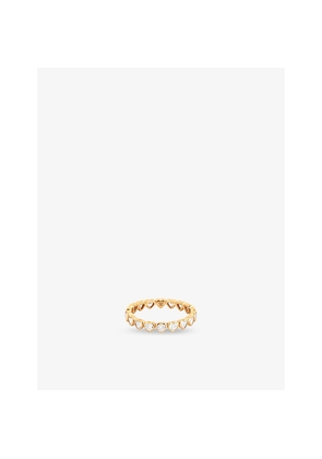 Womens Astrid & Miyu Bezel Heart Bezel 18K Gold-Plated Sterling-Silver Eternity Band Ring