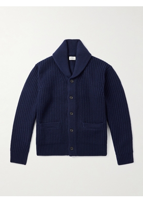 Hartford - Shawl-Collar Ribbed Wool Cardigan - Men - Blue - S