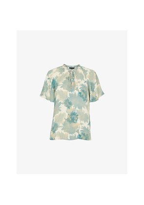 Womens Whistles Tie-Neck Floral-Print Woven Blouse