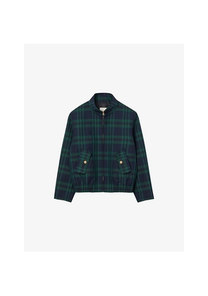 Womens Sandro Checked High-Neck Woven Jacket