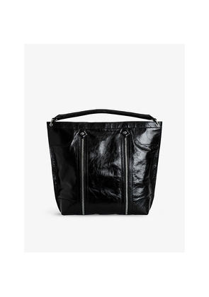 Womens Zadig&Voltaire Sunny Zip-Embellished Leather Shoulder Bag