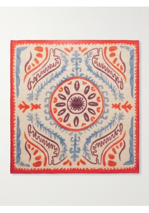A Kind Of Guise - Bora Printed Virgin Wool Scarf - Men - Orange