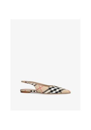 Womens Burberry Dame Sling-Back Woven Courts