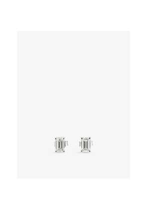 Womens The Diamond Lab Timeless 18ct White-Gold and 1.70ct Emerald-Cut Lab-Grown Diamond Earrings
