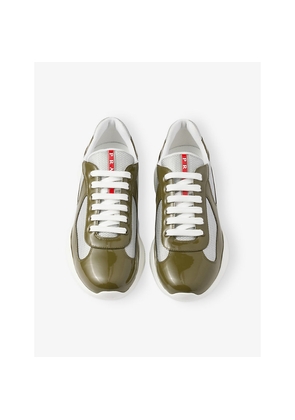 Mens Prada America's Cup Patent-Leather Low-Top Trainers