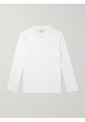 Brunello Cucinelli - Slim-Fit Cotton-Jersey Henley T-Shirt - Men - White - M