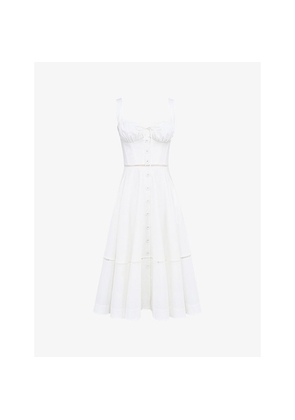 Womens House of CB Chiarina Ruched Stretch-Cotton Midi Dress