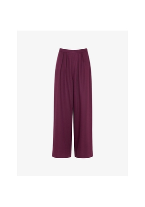 Womens Whistles Pleat-Front High-Rise Relaxed Woven Trousers