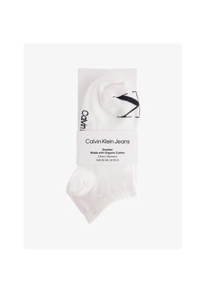 Womens Calvin Klein Sneaker Brand-Print Pack Of Two Stretch-Cotton Blend Socks