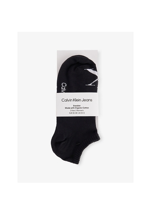Womens Calvin Klein Sneaker Brand-Print Pack Of Two Stretch-Cotton Blend Socks