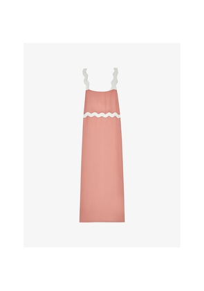 Womens Reiss Asher Wave-Trim Crepe Midi Dress