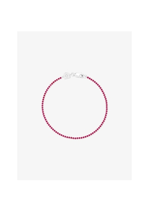 Womens Astrid & Miyu Tennis Chain Rhodium-Plated Brass and Cubic Zirconia Bracelet