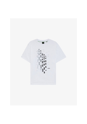 Mens Boss Graphic-Print Short-Sleeve Stretch-Cotton T-Shirt