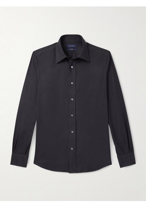 Thom Sweeney - Slim-Fit Cotton-Twill Shirt - Men - Black - UK/US 15